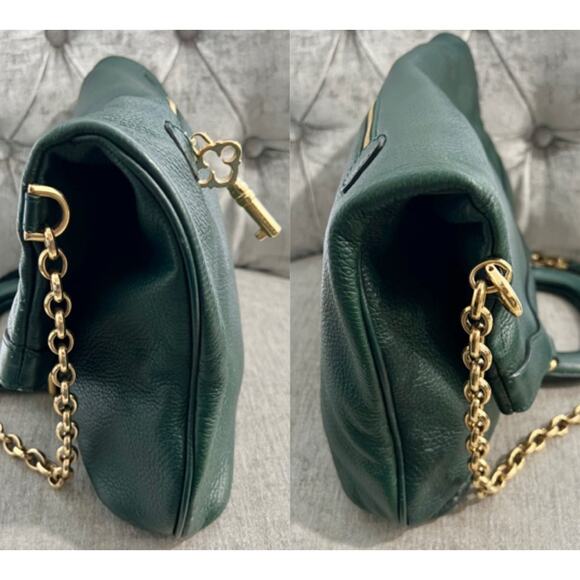 Dolce and Gabanna Fold Over Pebbled Leather Dark Green - Picture 5 of 13